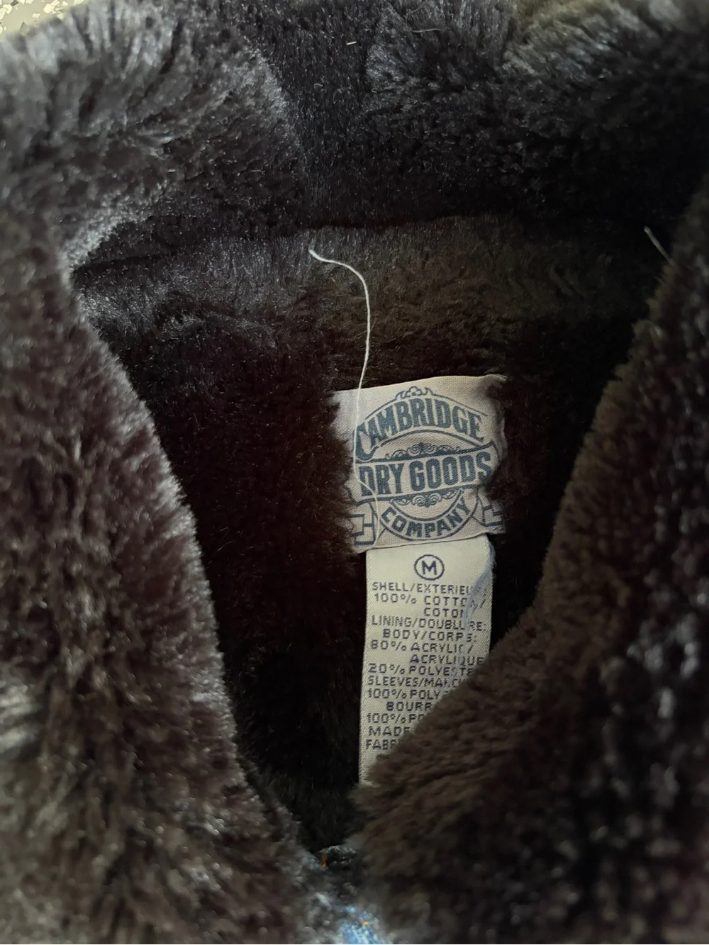 Cambridge Dry Goods Blue Denim Jacket with Black Faux Fur Trim